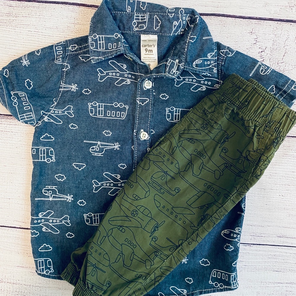 Carter’s plane denim top set